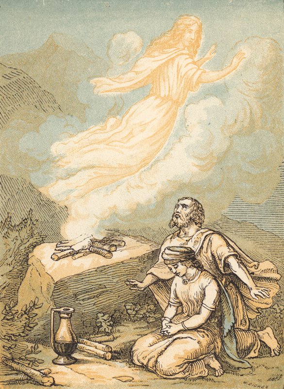 Manoah and his Wife (coloured engraving) بواسطة مدرسة اللغة الإنجليزية