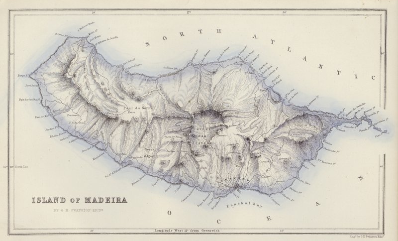 Map: Island of Madeira, by G H Swanston, Edinburgh (colour litho) بواسطة مدرسة اللغة الإنجليزية