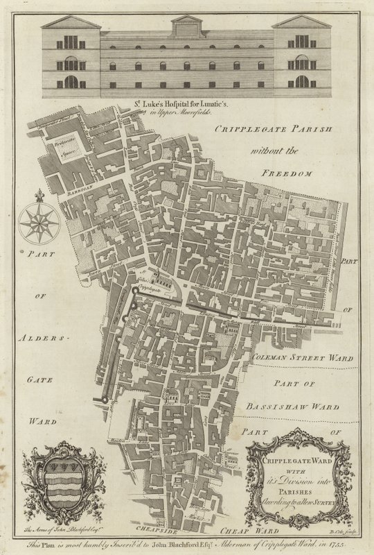 خريطة Cripplegate Ward، لندن بواسطة مدرسة اللغة الإنجليزية