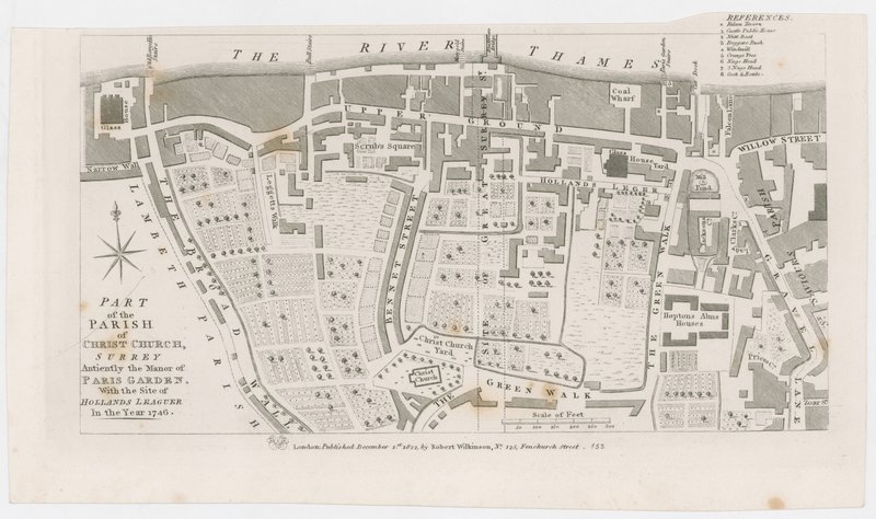 خريطة توضح قصر حديقة باريس من تصميم R Wilkinson ، 1822 بواسطة مدرسة اللغة الإنجليزية