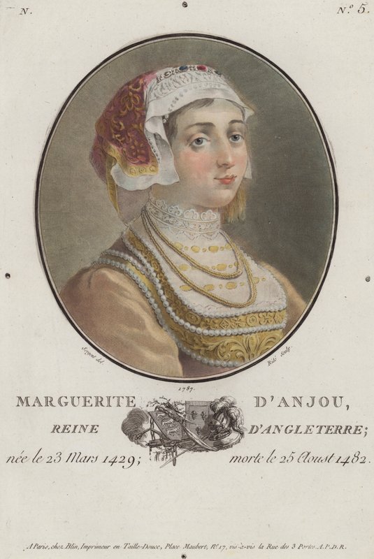 Margaret of Anjou, Queen Consort of King Henry VI of England (coloured engraving) بواسطة مدرسة اللغة الإنجليزية