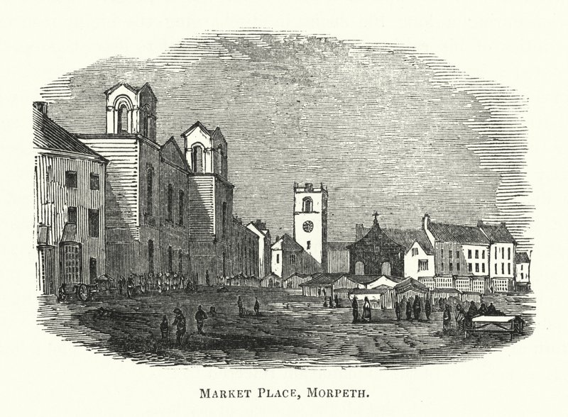 Market Place, Morpeth (engraving) بواسطة مدرسة اللغة الإنجليزية