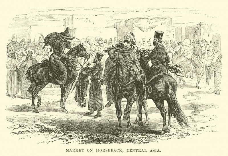 السوق على ظهور الخيل ، آسيا الوسطى بواسطة مدرسة اللغة الإنجليزية