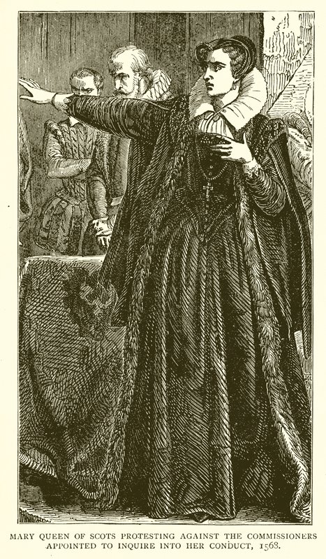 ماري ملكة الاسكتلنديين الذين يحتجون ضد المفوضين المعينين للاستفسار عن سلوكها ، 1568 بواسطة مدرسة اللغة الإنجليزية