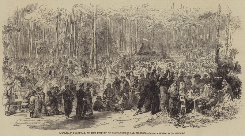 May-Day Festival in the Forest of Sokolniki, near Moscow (engraving) بواسطة مدرسة اللغة الإنجليزية
