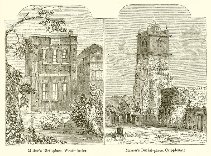 مسقط رأس ميلتون ، وستمنستر. Miltons Burial-Place ، Cripplegate بواسطة مدرسة اللغة الإنجليزية