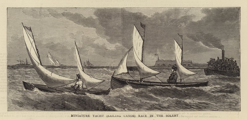 Miniature Yacht (Sailing Canoe) Race in the Solent (engraving) بواسطة مدرسة اللغة الإنجليزية