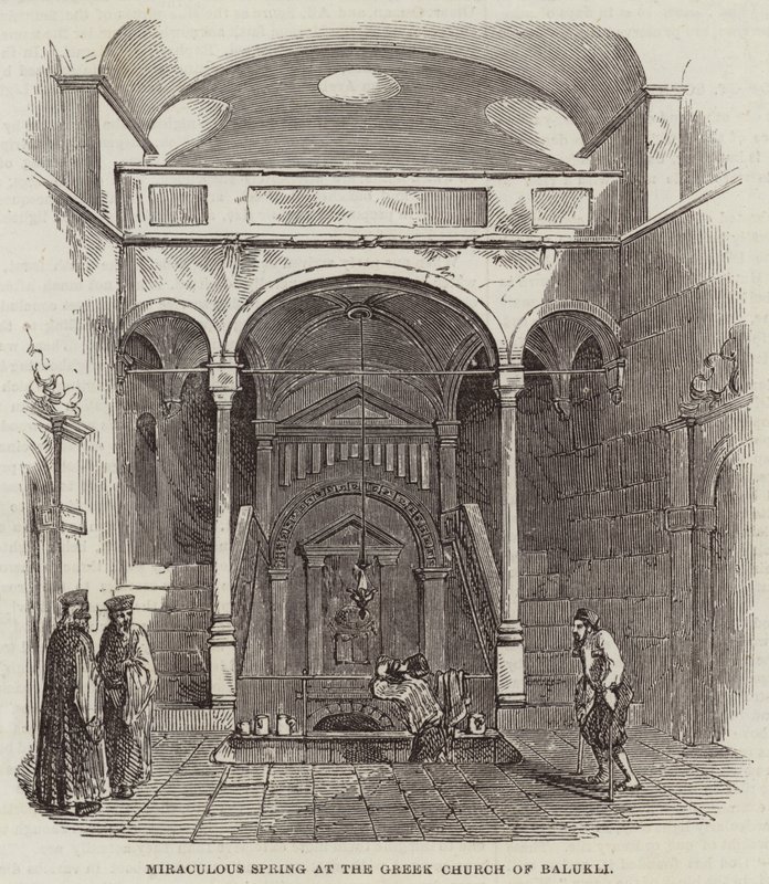 Miraculous Spring at the Greek Church of Balukli (engraving) بواسطة مدرسة اللغة الإنجليزية