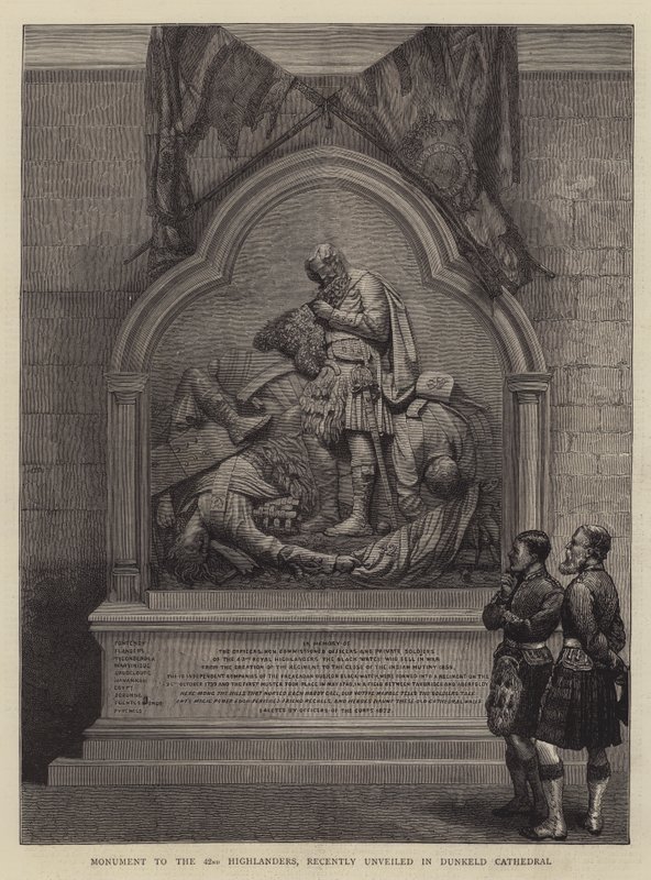 Monument to the 42nd Highlanders, recently unveiled in Dunkeld Cathedral (engraving) بواسطة مدرسة اللغة الإنجليزية