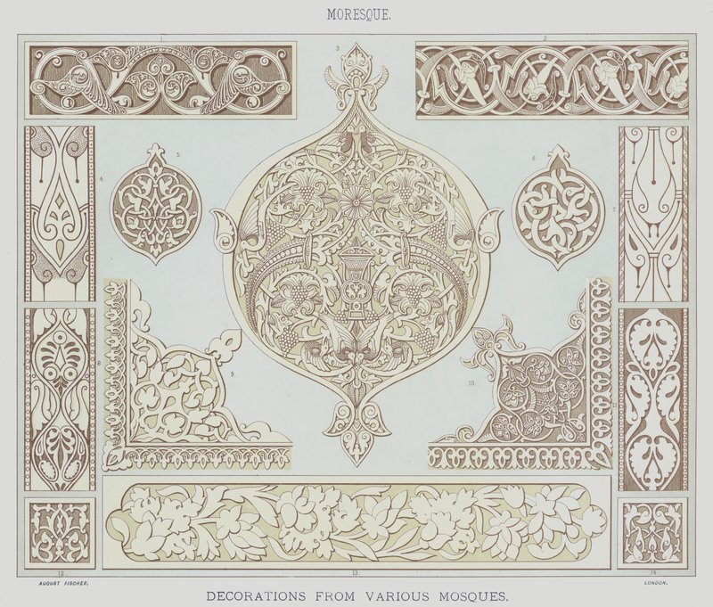 Moresque ديكورات من مساجد مختلفة بواسطة مدرسة اللغة الإنجليزية