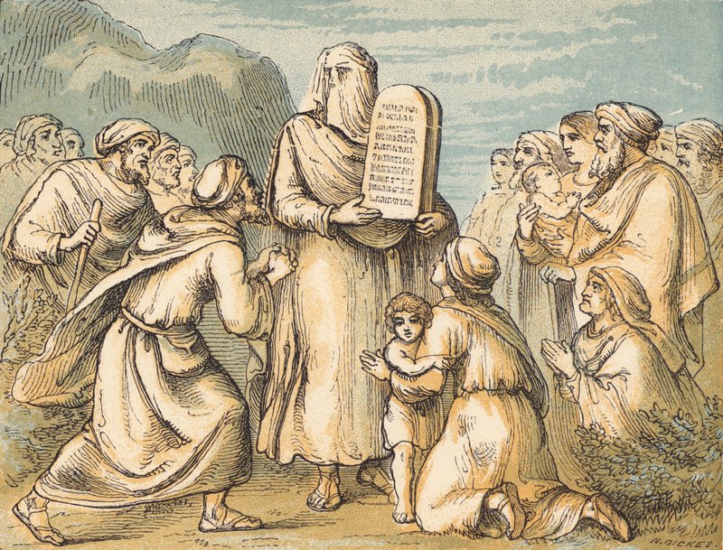 Moses Veiled (coloured engraving) بواسطة مدرسة اللغة الإنجليزية