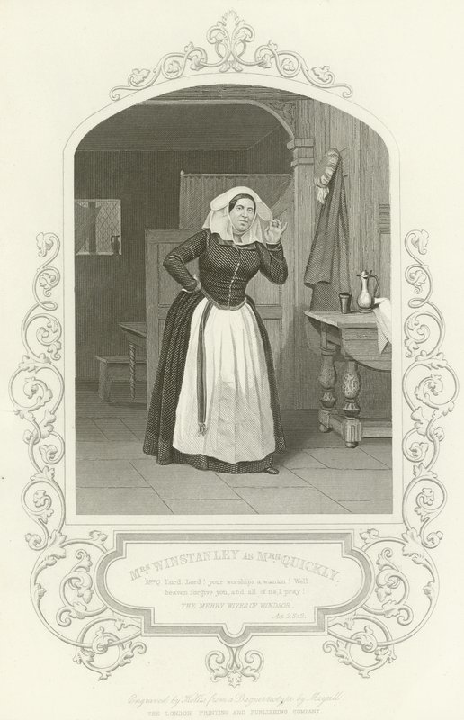 السيدة Winstanley مثل السيدة Quickly ، The Merry Wives of Windsor ، الفصل الثاني ، المشهد الثاني بواسطة مدرسة اللغة الإنجليزية
