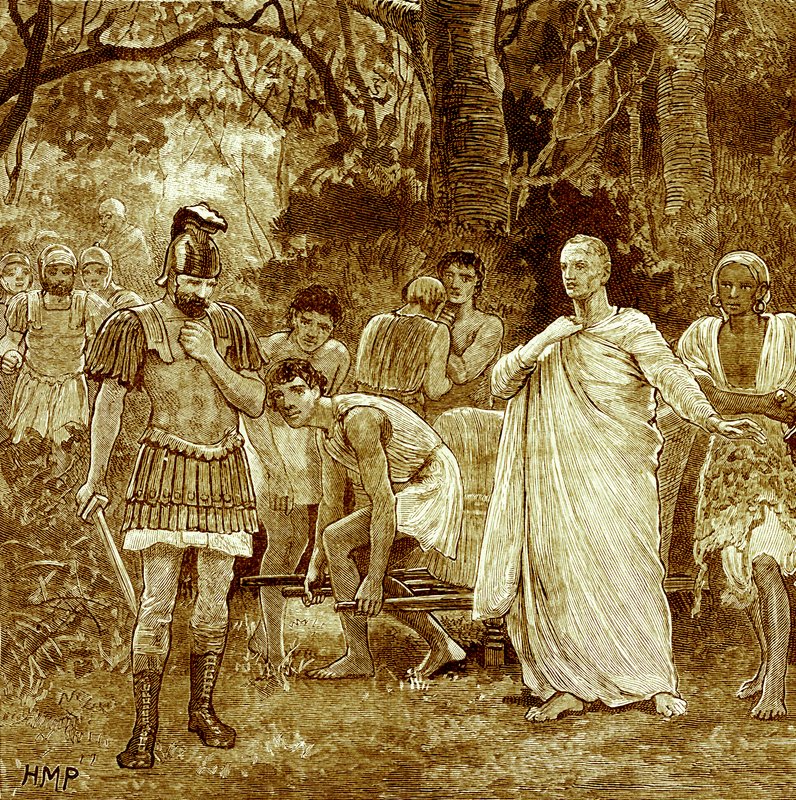 قتل سيسيرو ، رسم توضيحي من Cassells Illustrated History History بقلم إدوارد أولييه ، نشر عام 1890 (صورة محسنة رقميًا) بواسطة مدرسة اللغة الإنجليزية