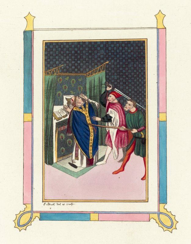 Murder of Thomas Becket (coloured engraving) بواسطة مدرسة اللغة الإنجليزية