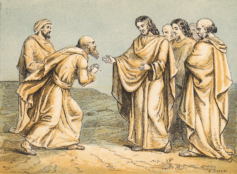 أحضر نثنائيل إلى يسوع (نقش ملون) بواسطة مدرسة اللغة الإنجليزية