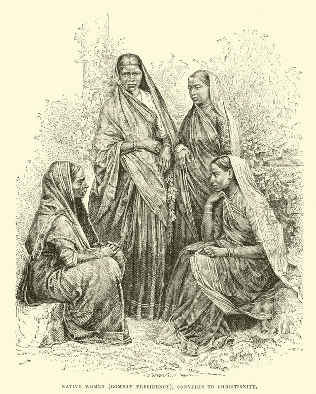 النساء الأصليات (رئاسة بومباي) يتحولن إلى المسيحية بواسطة مدرسة اللغة الإنجليزية