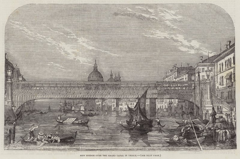 New Bridge over the Grand Canal in Venice (engraving) بواسطة مدرسة اللغة الإنجليزية