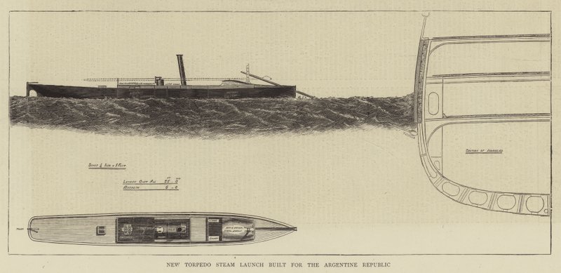 إطلاق Torpedo Steam الجديد المصمم لجمهورية الأرجنتين (نقش) بواسطة مدرسة اللغة الإنجليزية