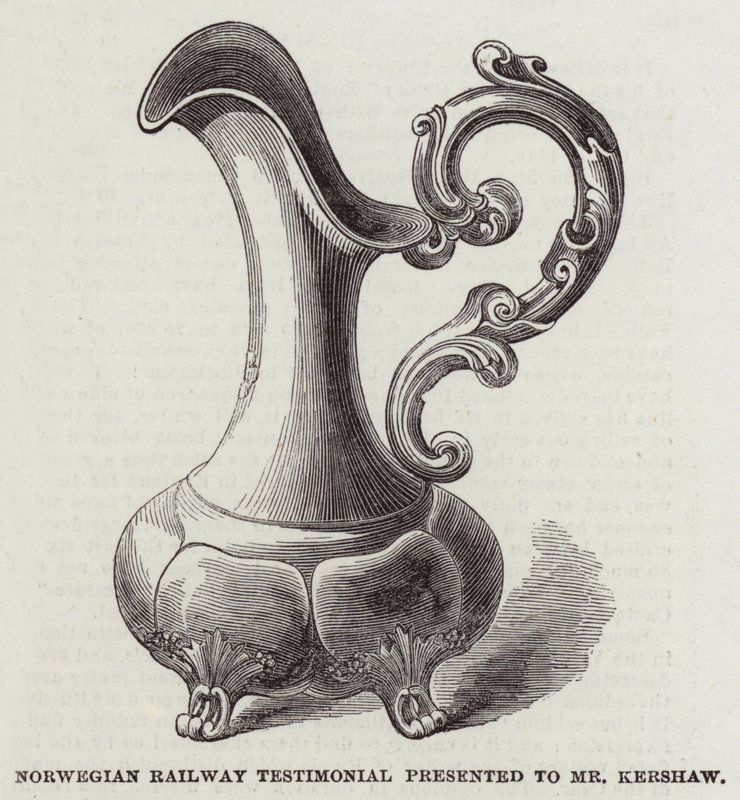 Norwegian Railway Testimonial presented to Mr Kershaw (engraving) بواسطة مدرسة اللغة الإنجليزية