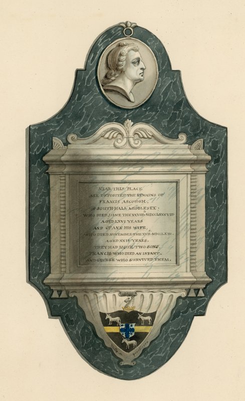 مقبرة نوروود. توفي قبر فرانسيس أسوغ من Southhall ، ميدلسكس ، 1788 بواسطة مدرسة اللغة الإنجليزية