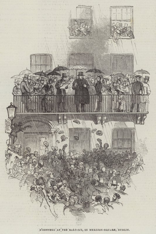O'Connell at the Balcony ، في Merrion-Square ، دبلن (نقش) بواسطة مدرسة اللغة الإنجليزية