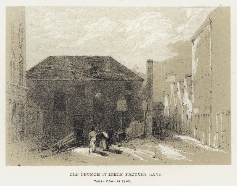 Old Church in Inkle Factory Lane, taken down in 1845 (engraving) بواسطة مدرسة اللغة الإنجليزية