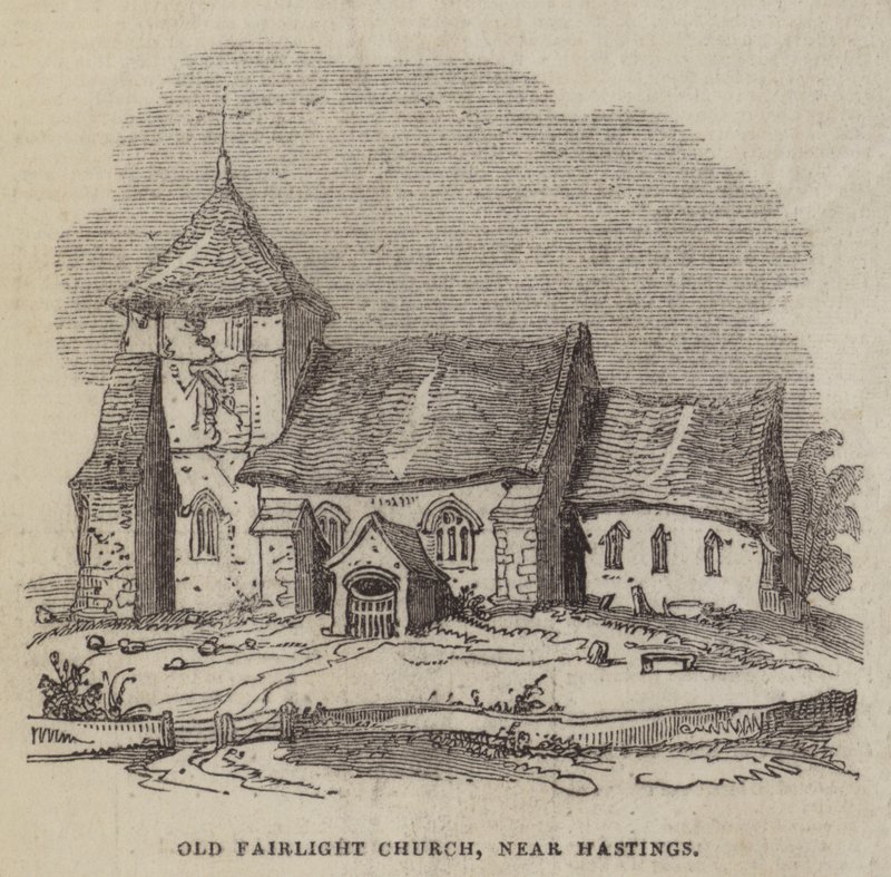 Old Fairlight Church, near Hastings (engraving) بواسطة مدرسة اللغة الإنجليزية