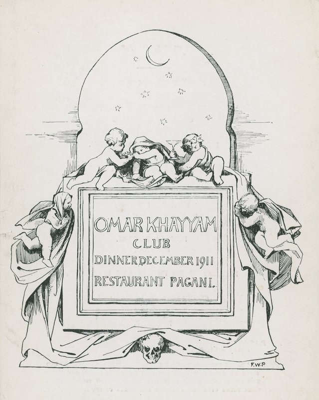 عشاء نادي عمر الخيام ، ديسمبر 1911 ، في مطعم Paganis بواسطة مدرسة اللغة الإنجليزية