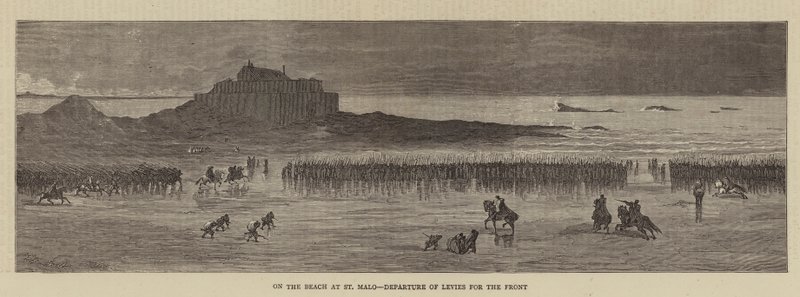 On the Beach at St Malo, Departure of Levies for the Front (engraving) بواسطة مدرسة اللغة الإنجليزية