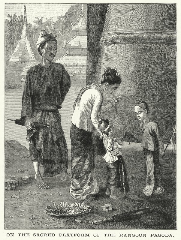 On the Sacred Platform of the Rangoon Pagoda (engraving) بواسطة مدرسة اللغة الإنجليزية