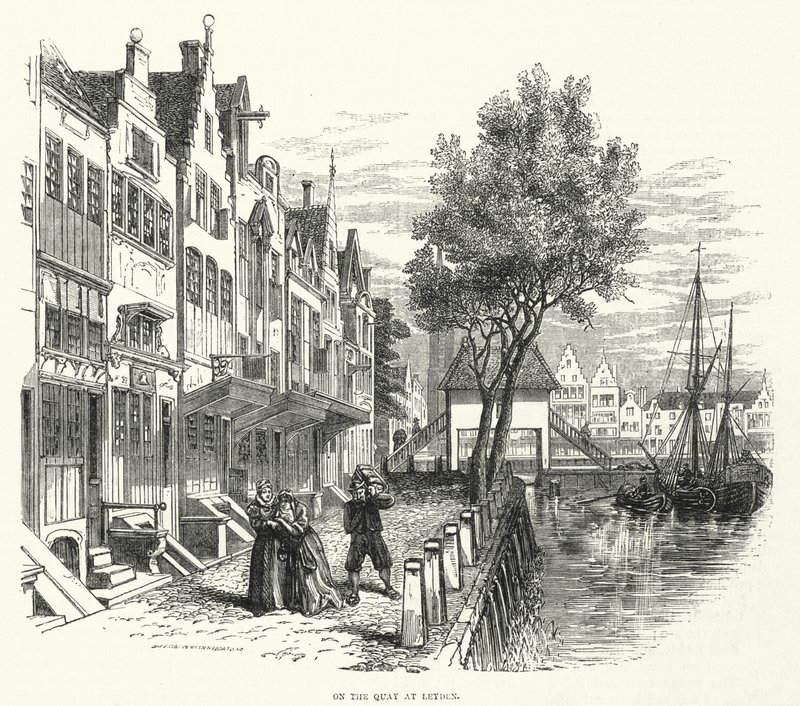 On the quay, Leyden (engraving) بواسطة مدرسة اللغة الإنجليزية