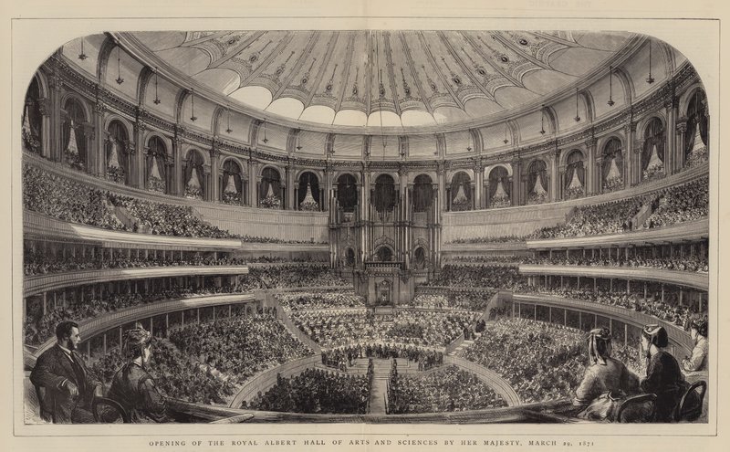 Opening of the Royal Albert Hall of Arts and Sciences by Her Majesty, 29 March 1871 (engraving) بواسطة مدرسة اللغة الإنجليزية