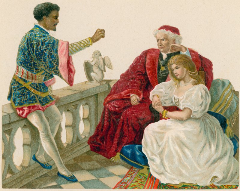 عطيل يتحدث إلى Desdemona ووالدها بواسطة مدرسة اللغة الإنجليزية