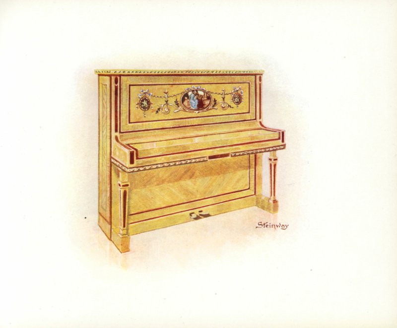 صفحة من كتالوج Steinway & Sons Art (لون ليثو) بواسطة مدرسة اللغة الإنجليزية