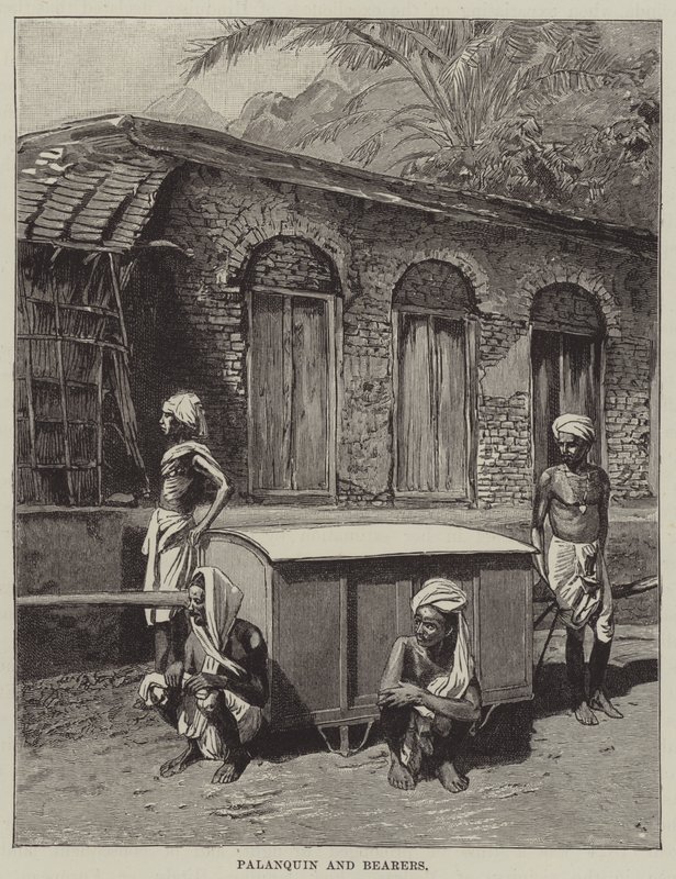 Palanquin والحاملون (نقش) بواسطة مدرسة اللغة الإنجليزية