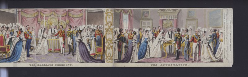جزء من بانوراما زواج الملكة فيكتوريا حوالي عام 1840 (مائي ملون يدويًا) بواسطة مدرسة اللغة الإنجليزية