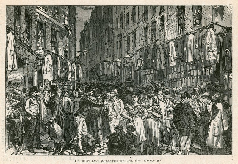 Petticoat Lane (Middlesex Street) ، لندن ، 1870 بواسطة مدرسة اللغة الإنجليزية