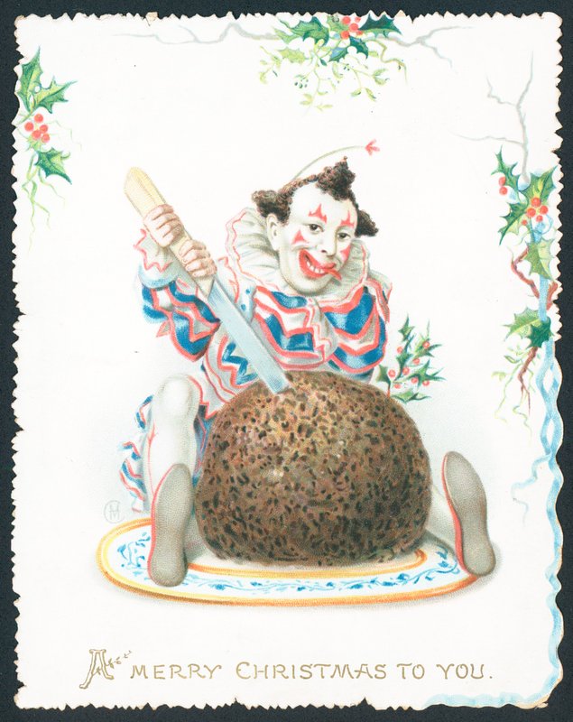 Pierrot قطع الحلوى البرقوق ، بطاقة عيد الميلاد بواسطة مدرسة اللغة الإنجليزية