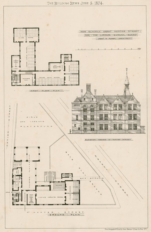 مخطط المدارس الجديدة ، مدارس Great Hunter Street ، طريق Old Kent Road بواسطة مدرسة اللغة الإنجليزية