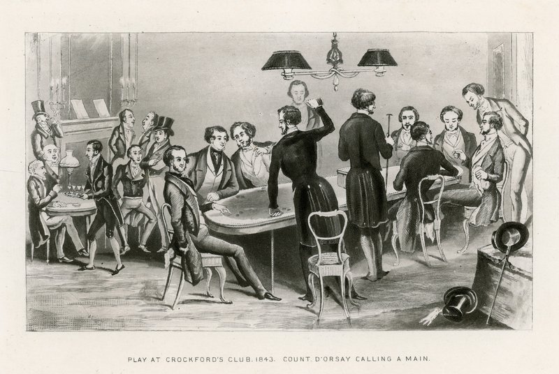 العب في نادي Crockfords ، عام 1843. الكونت DOrsay يدعو رئيسي بواسطة مدرسة اللغة الإنجليزية