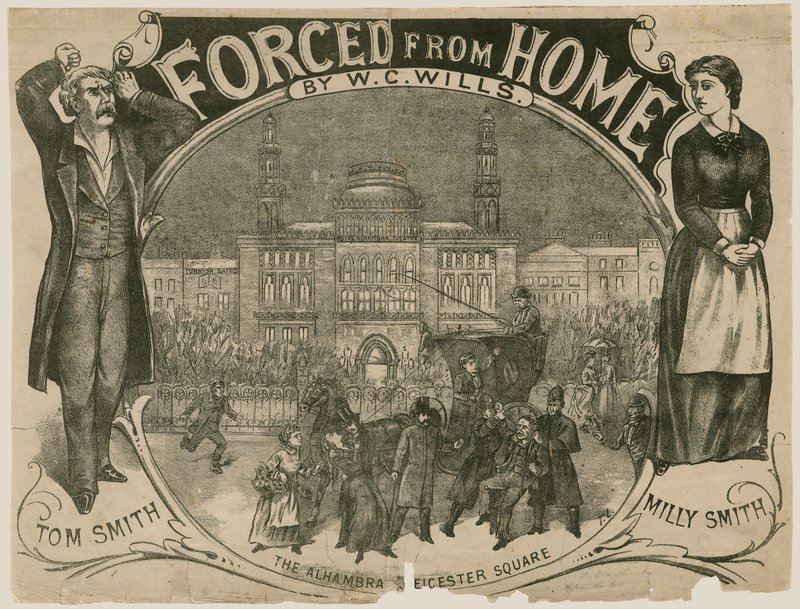 ملصق عن Forced from Home by WC Wills، the Alhambra، Leicester Square، London بواسطة مدرسة اللغة الإنجليزية