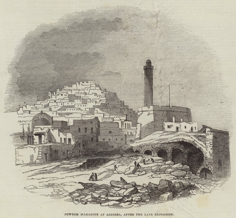 Powder Magazine at Algiers, after the Late Explosion (engraving) بواسطة مدرسة اللغة الإنجليزية