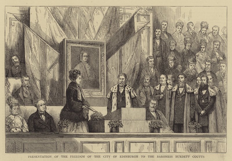 Presentation of the Freedom of the City of Edinburgh to the Baroness Burdett Coutts (engraving) بواسطة مدرسة اللغة الإنجليزية