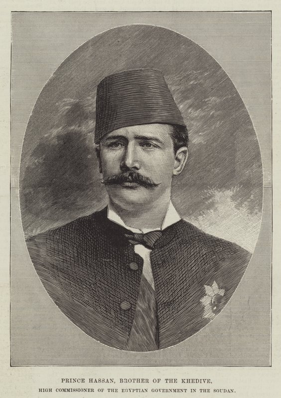 الأمير حسن شقيق الخديوي المفوض السامي للحكومة المصرية في السودان (نقش) بواسطة مدرسة اللغة الإنجليزية