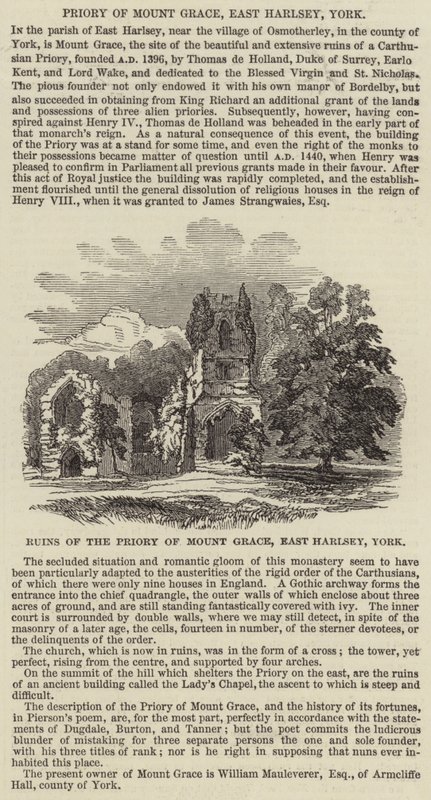 Priory of Mount Grace, East Harlsey, York (engraving) بواسطة مدرسة اللغة الإنجليزية
