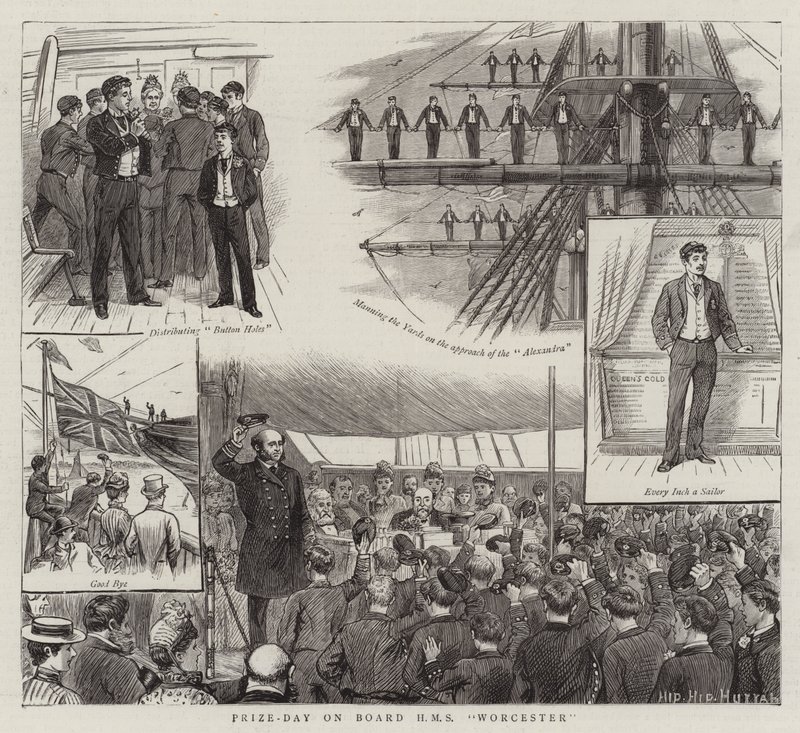 يوم الجائزة على متن السفينة HMS Worcester (نقش) بواسطة مدرسة اللغة الإنجليزية
