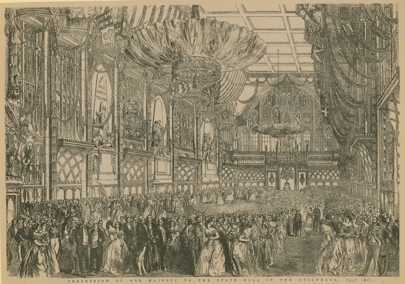 موكب جلالة الملكة لحفل الكرة في Guildhall ، لندن ، يوليو 1851 بواسطة مدرسة اللغة الإنجليزية