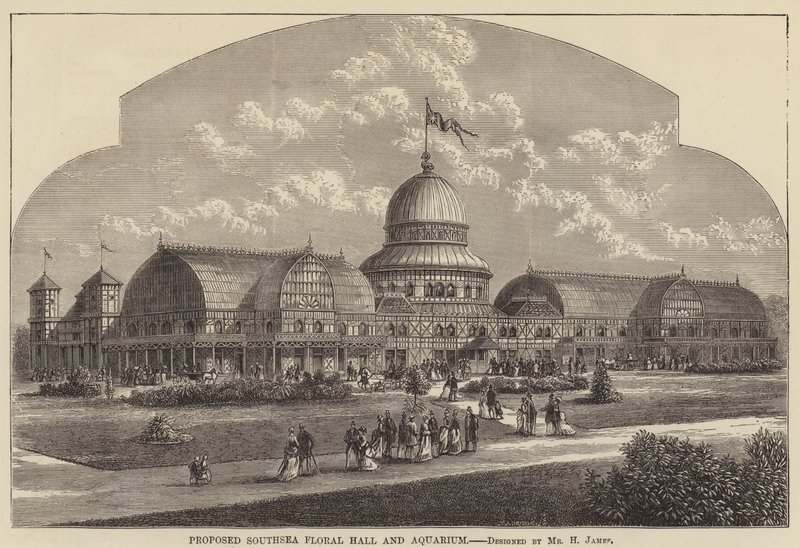 Proposed Southsea Floral Hall and Aquarium (engraving) بواسطة مدرسة اللغة الإنجليزية