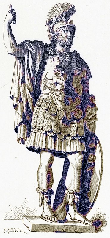 Pyrrhus ، iilustration from History of Rome بواسطة Victor Duruy ، نشر عام 1884 (صورة محسنة رقميًا) بواسطة مدرسة اللغة الإنجليزية