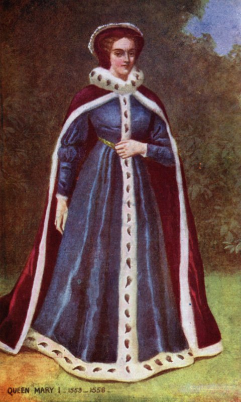 Queen Mary I (colour litho) بواسطة مدرسة اللغة الإنجليزية